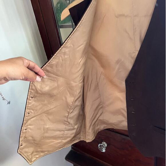 Vintage Brown Felt Suit Vest Size M Button Front Pockets Men Unisex Regency Goth - Picture 12 of 16